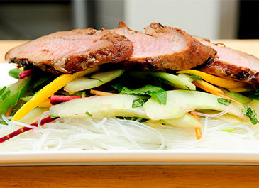 Pork Tenderloin in Spiced Rhubarb and Berry Compote